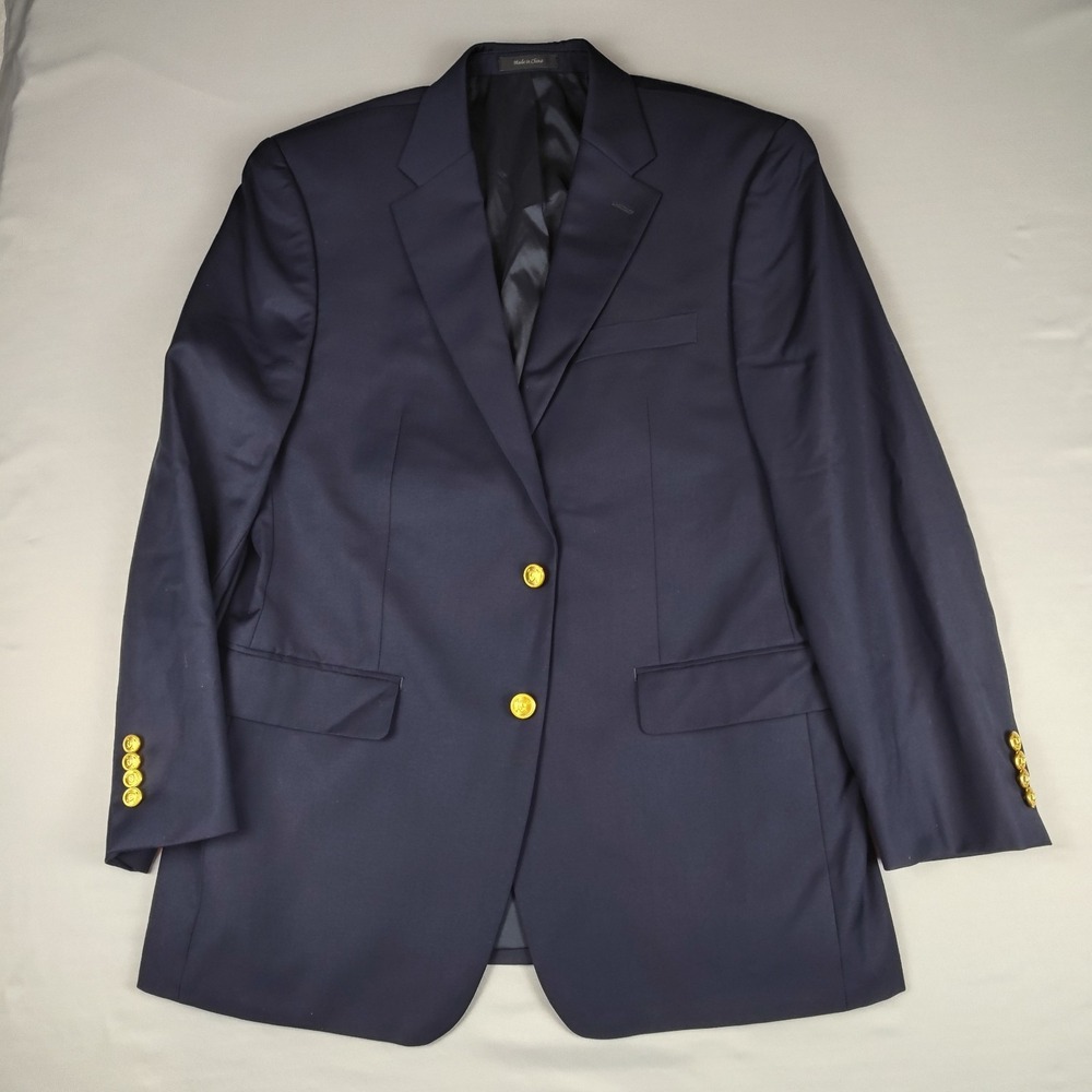 Lauren Ralph Lauren Blazer Men's 40R Navy 100% Wool Gold Buttons Preppy Classic